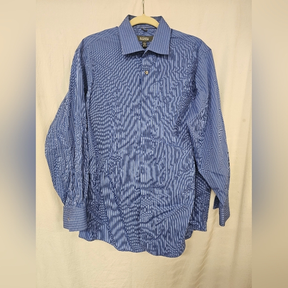 Kenneth Cole Reaction Dress Shirt, Men's Large, Blue Pinstriped - Picture 1 of 3